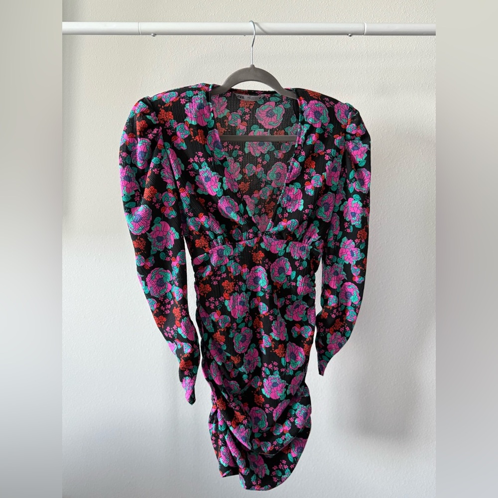 Zara Black Floral Mini Dress